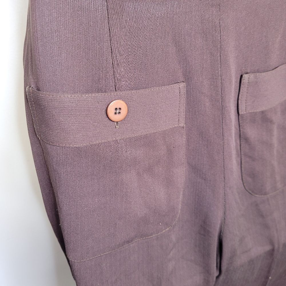 VINTAGE 80s brown high waisted dark academia‎ wide leg trouser pants M - Picture 6 of 12